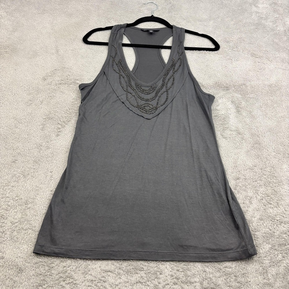 VTG Banana Republic Racerback Beaded Tank Top Womens S Gray‎ Y2K Fairy Grunge